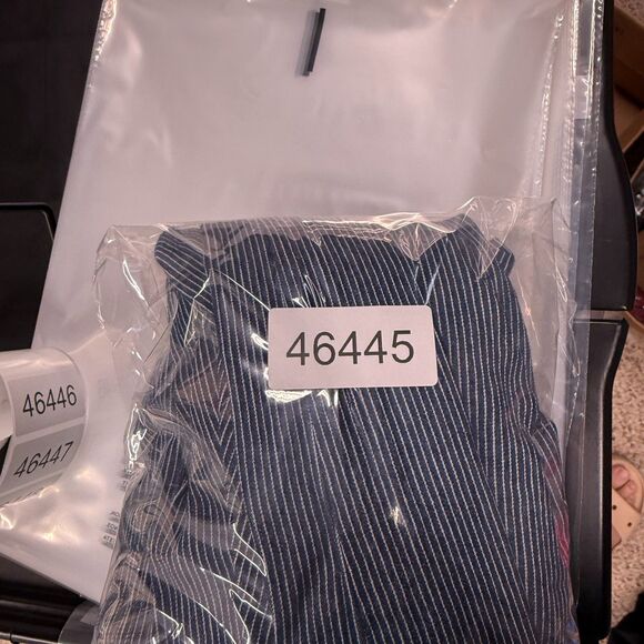 Ee:some Pants Women L Large Blue Striped High Rise Drawstring Wide Leg Cotton - Picture 9 of 9